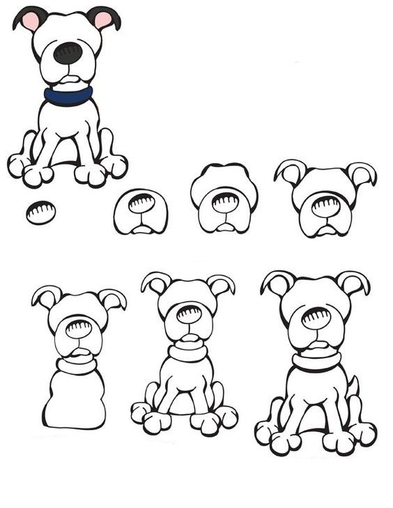 Рисование с ребенком собаки шаг за шагом Питбуль