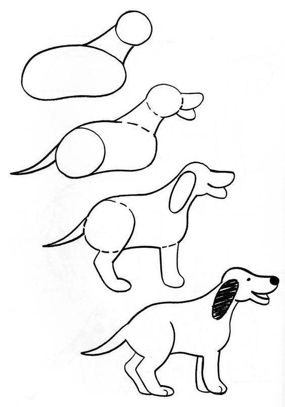 Рисунок с изображением детской собаки поэтапно