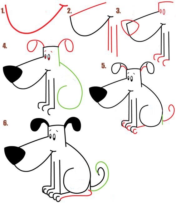 Рисунок с изображением детской собаки поэтапно