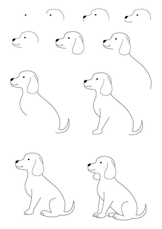 Рисунок с изображением детской собаки поэтапно